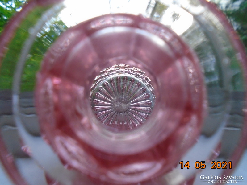 Antik gyémánt csiszolt lazacrózsaszín kristály parfümös palack