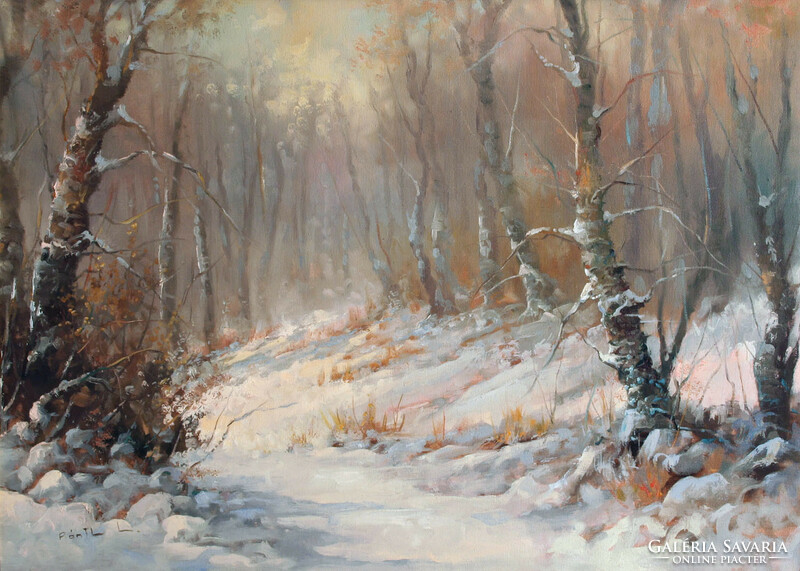 Pantl László (1943-) winter forest 60x80cm | landscape landscape