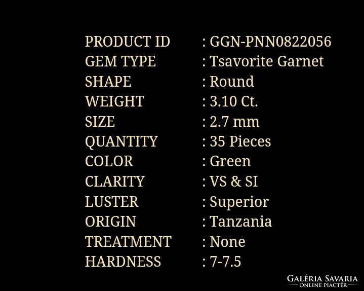 Természetes tanzániai tsavorit gránát drágakövek 2,7 mm es gyémant csiszolatok Garanciális!!!