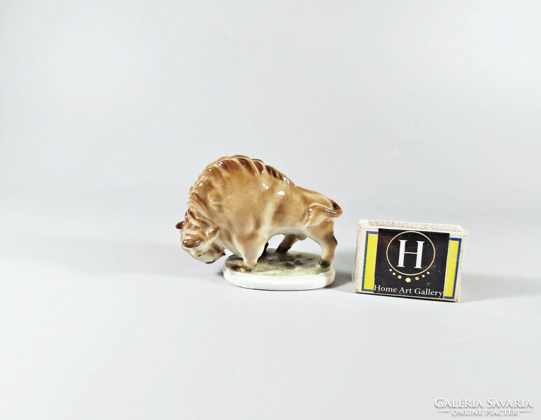 Zsolnay, bison miniature hand-painted porcelain figurine, flawless! (J309)