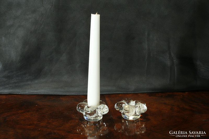Bohemia Glass Candle Holder Pair Star Snowflake Shape Candle Holder 6x3cm Crystal Candle