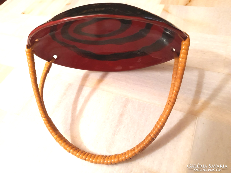 Retro lakehead ceramic serving bowl with braided handle
