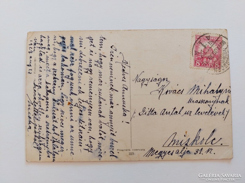 Régi képeslap 1927 Ballerini & Fratini művészeti levelezőlap hölgy