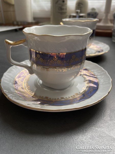 IRIS” kézzel festett bájos szegedi porcelán csésze pár. ÚJAK!