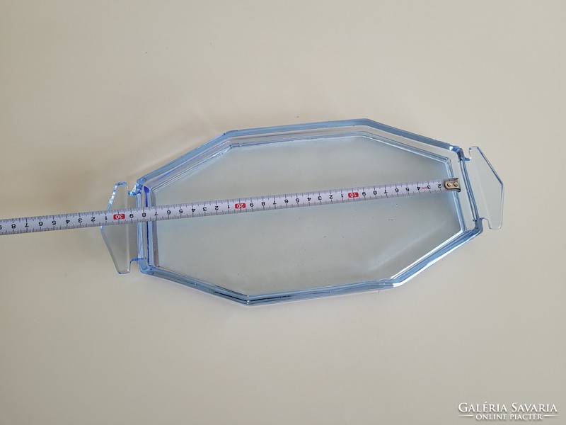 Old art deco glass tray offering short drinks blue square glass tray 35 cm