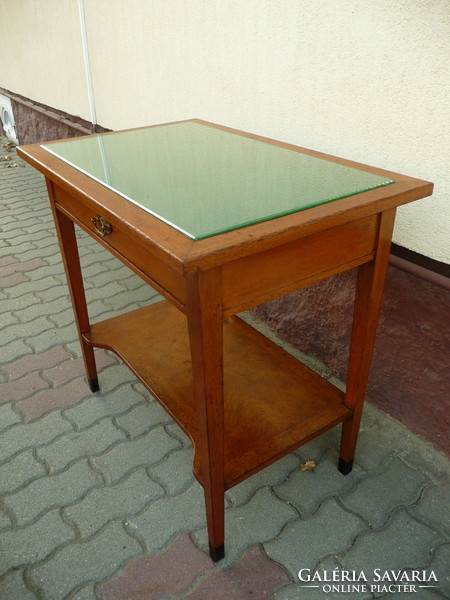 Action! Secession solid hardwood desk / laptop table with glass top and bookshelf at the bottom