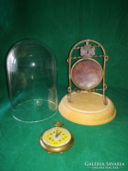 Antique pocket watch with dust protection glass cover and holder