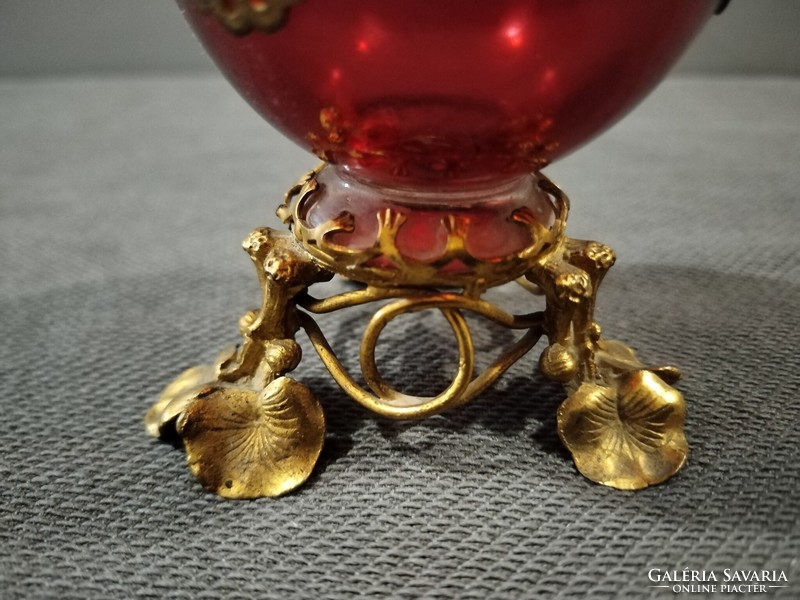 25cm special Biedermeier glass with fire-gilded fittings