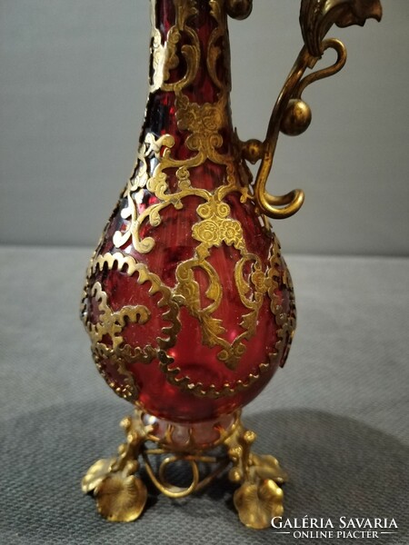 25cm special Biedermeier glass with fire-gilded fittings