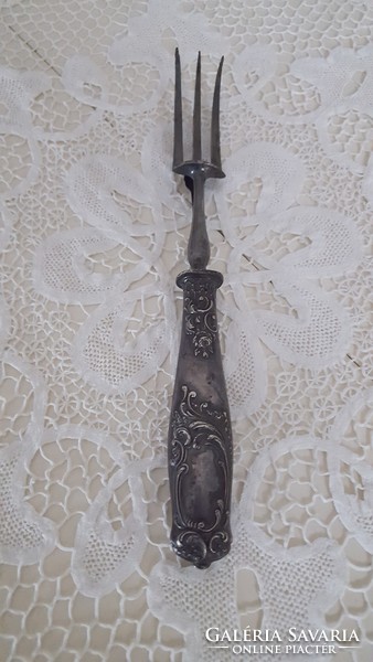 Antique, French, beautiful rose-decorated meat fork, server