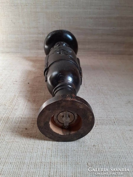 Old marked wooden unique, handmade pepper grinder