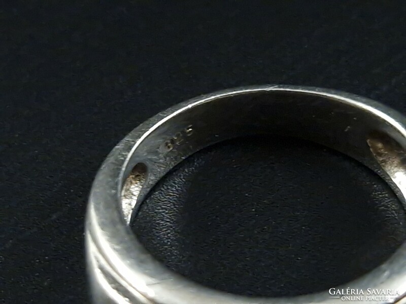 Unisex férfi női 925 sterling ezüst köves gyűrű