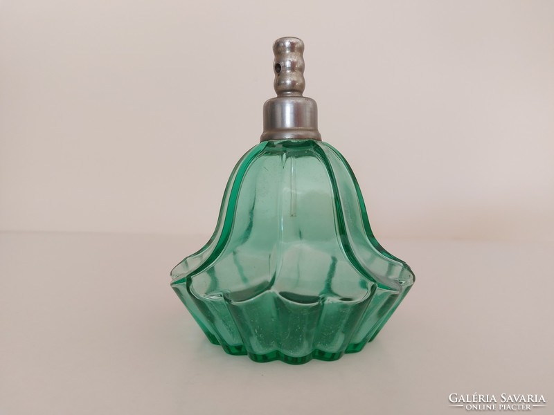 Régi art deco parfümös üveg türkiz vintage kölnis palack