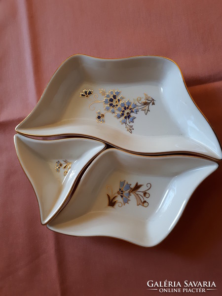 Zsolnay porcelán asztalközép kínáló 3 db