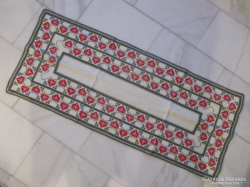 Very fine embroidered tablecloth, handwork: cross-stitch runner