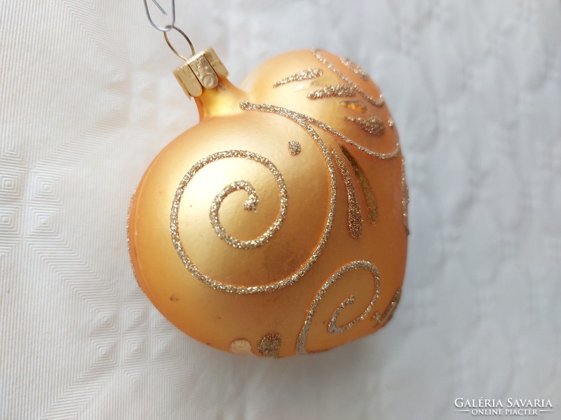 Retro glass Christmas tree decoration heart shape golden big glass decoration