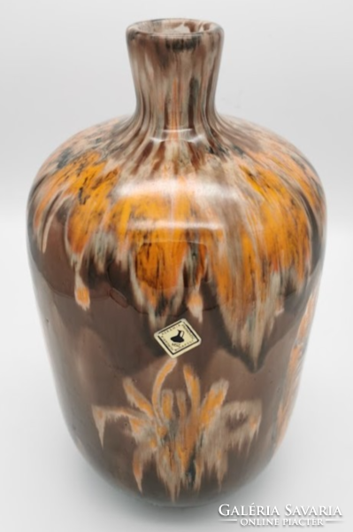 Large retro vase, Hungarian applied art ceramics, 34 cm high, marked