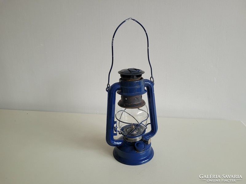 Vintage old blue kerosene lamp storm lamp spirit lamp