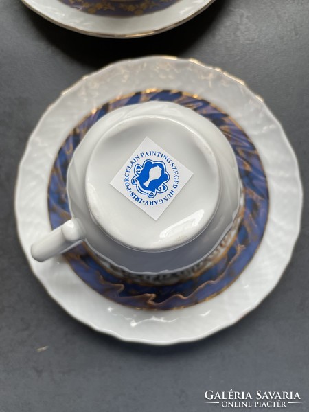 Pair of charming hand-painted Iris porcelain cups from Szeged. They are new!