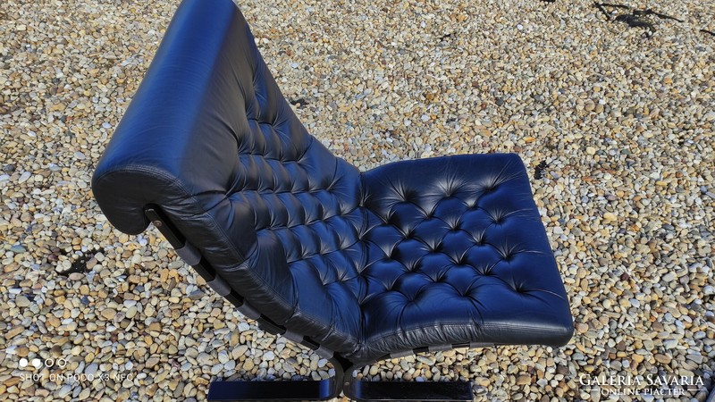 Noboru Nakamura Design Scandinavian Laminated Bent Wood Genuine Leather Lounge Chair Armchair 1970s