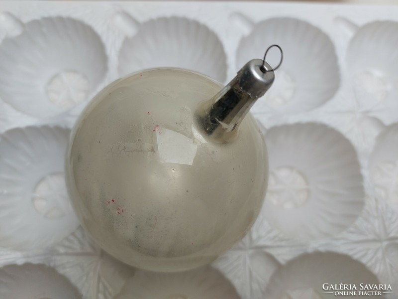 Old glass Christmas tree ornament white large sphere glass ornament