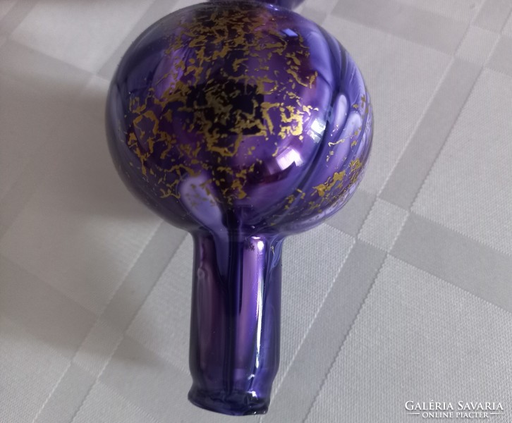 Régi kézműves márványos festésű lila csúcsdísz