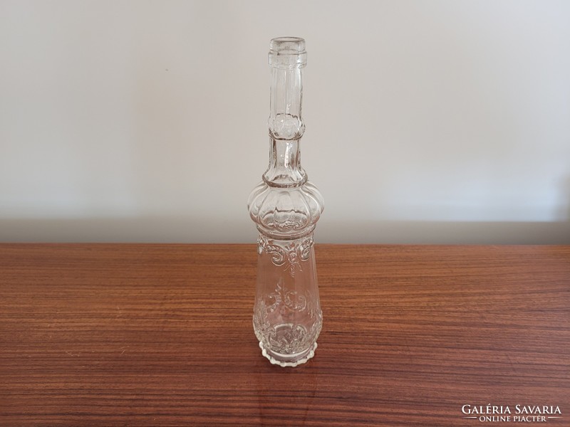Régi antik italos üveg különleges formájú domború mintás palack 26,5 cm