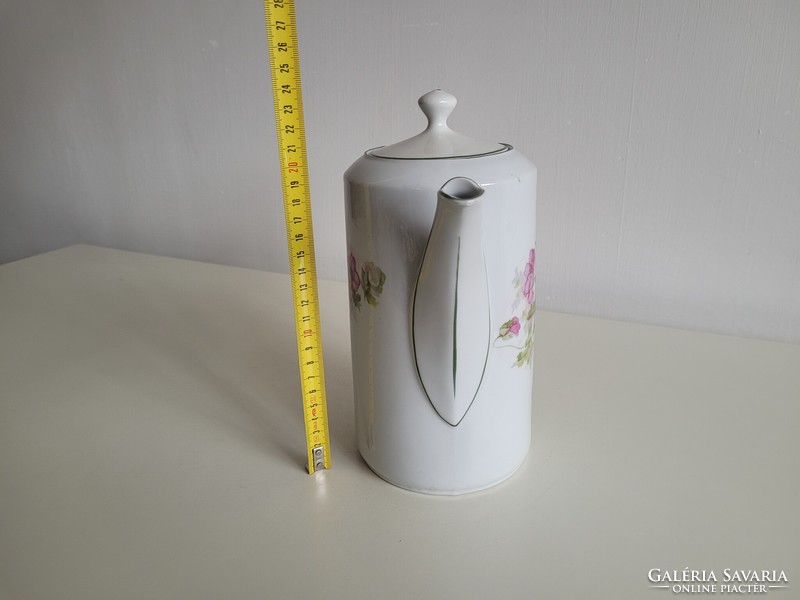 Régi porcelán kiöntő nagy méretű virágos teás kanna 1,8 literes