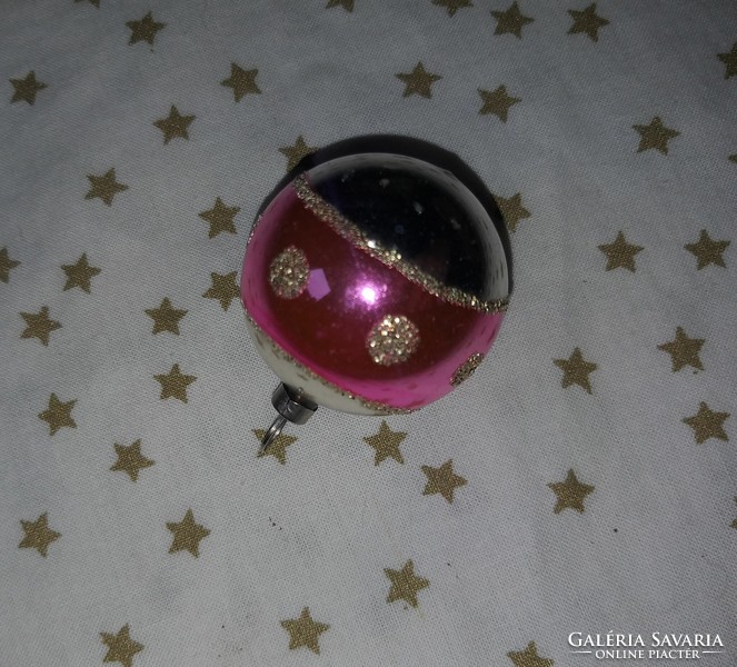 Retro üveg ezüst rózsaszínű gömb Karácsonyfadísz
