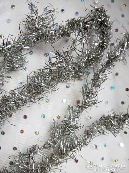 Old Christmas tree ornament silver garland 6 pieces each 120cm