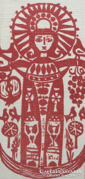 Mid-Century textilre nyomott rézkarc
