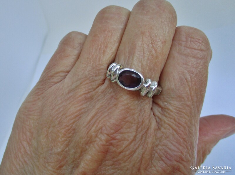 Beautiful old silver ring with amethyst stone