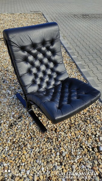 Noboru Nakamura Design Scandinavian Laminated Bent Wood Genuine Leather Lounge Chair Armchair 1970s