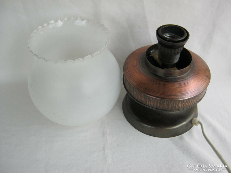 Craftsman bronze or copper retro glass lampshade table lamp