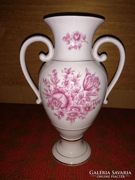 Hollóházi porcelain vase with handles, with flower pattern decor HUF 15,000