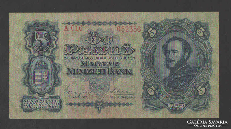 5 Pengő 1928. Vf!! Very nice banknote!! Rare!!