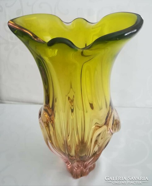 Czech thick-walled glass vase
