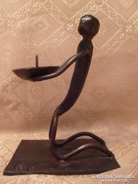 Karl hagenauer style art deco marked metal human figure candle holder rarity on plinth