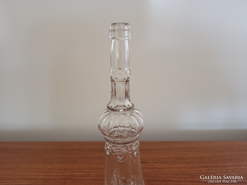 Régi antik italos üveg különleges formájú domború mintás palack 26,5 cm