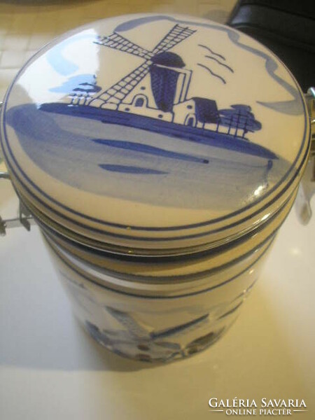 K original Dutch convex pattern food barrel porcelain container marked at the bottom with a buckle
