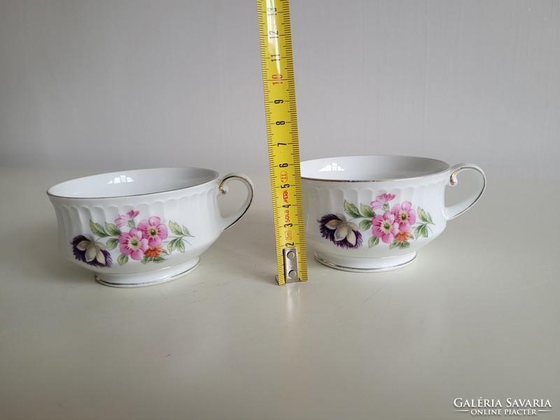 Régi Bavaria porcelán virág mintás csésze 2 db