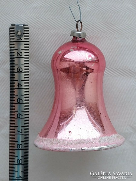 Old glass Christmas tree ornament pink bell glass ornament