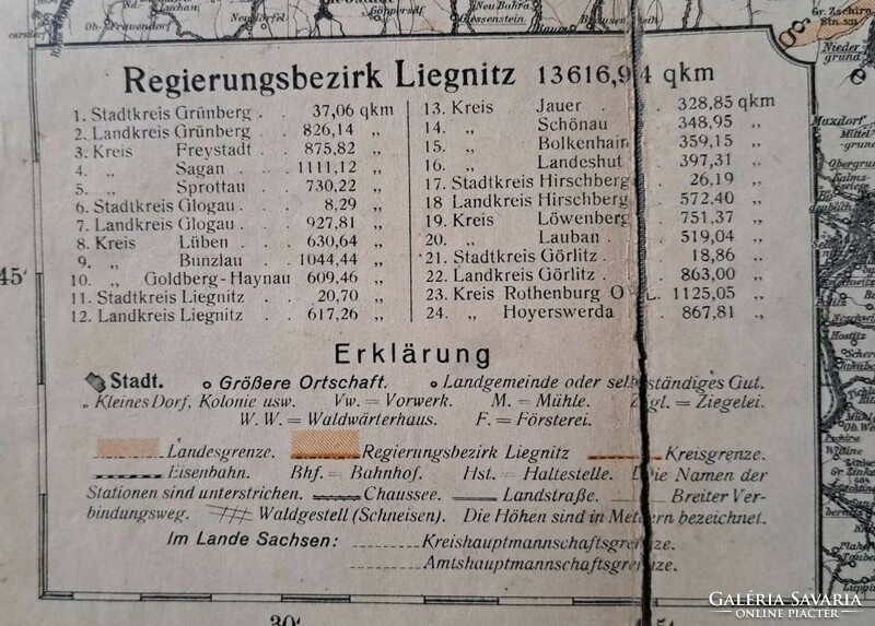 Liegnitz: regierungsbezirk liegnitz large antique map