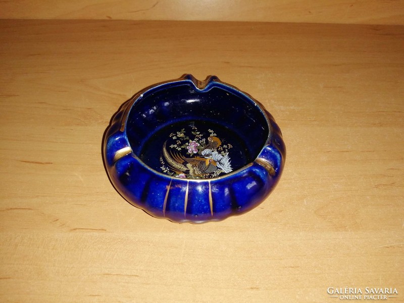 Kék porcelán páva mintás hamutál hamutartó 10,5 cm (14/d)
