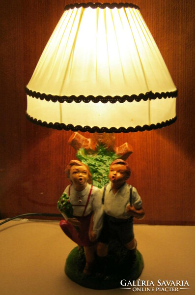 Kerámia lámpa kislány és kisfiú