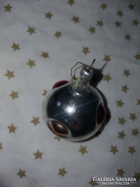 Retro glass silver-colored dotted sphere Christmas tree decoration