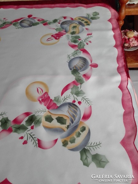 Silk shiny Christmas tablecloth, tablecloth, 83 x 83 cm