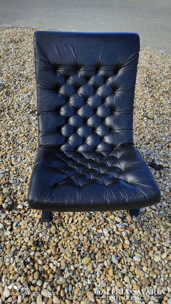 Noboru Nakamura design Skandináv rétegelt hajlított fa valódi bőr pihenő szék fotel  1970-es évek