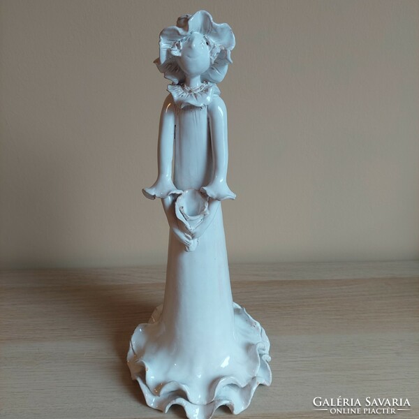 Ritka gyűjtői Morvay Zsuzsa kerámia női figura 31 cm