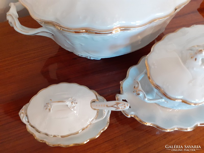 Old white Art Nouveau porcelain geschütz serving tableware
